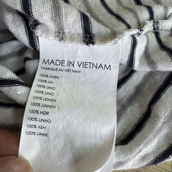 Club Monaco 100% Linen Striped Long Sleeve Tee Round Neck Stretch Thin Large EUC - Picture 12 of 13